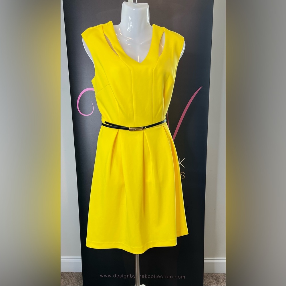 Metaphor Yellow Sleeveless Dress with Belt NWT